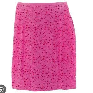 Boden Pink Eyelet Pencil Skirt